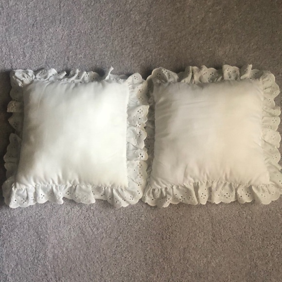 white eyelet throw pillows